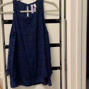 Alya Lace Overlay Navy tank